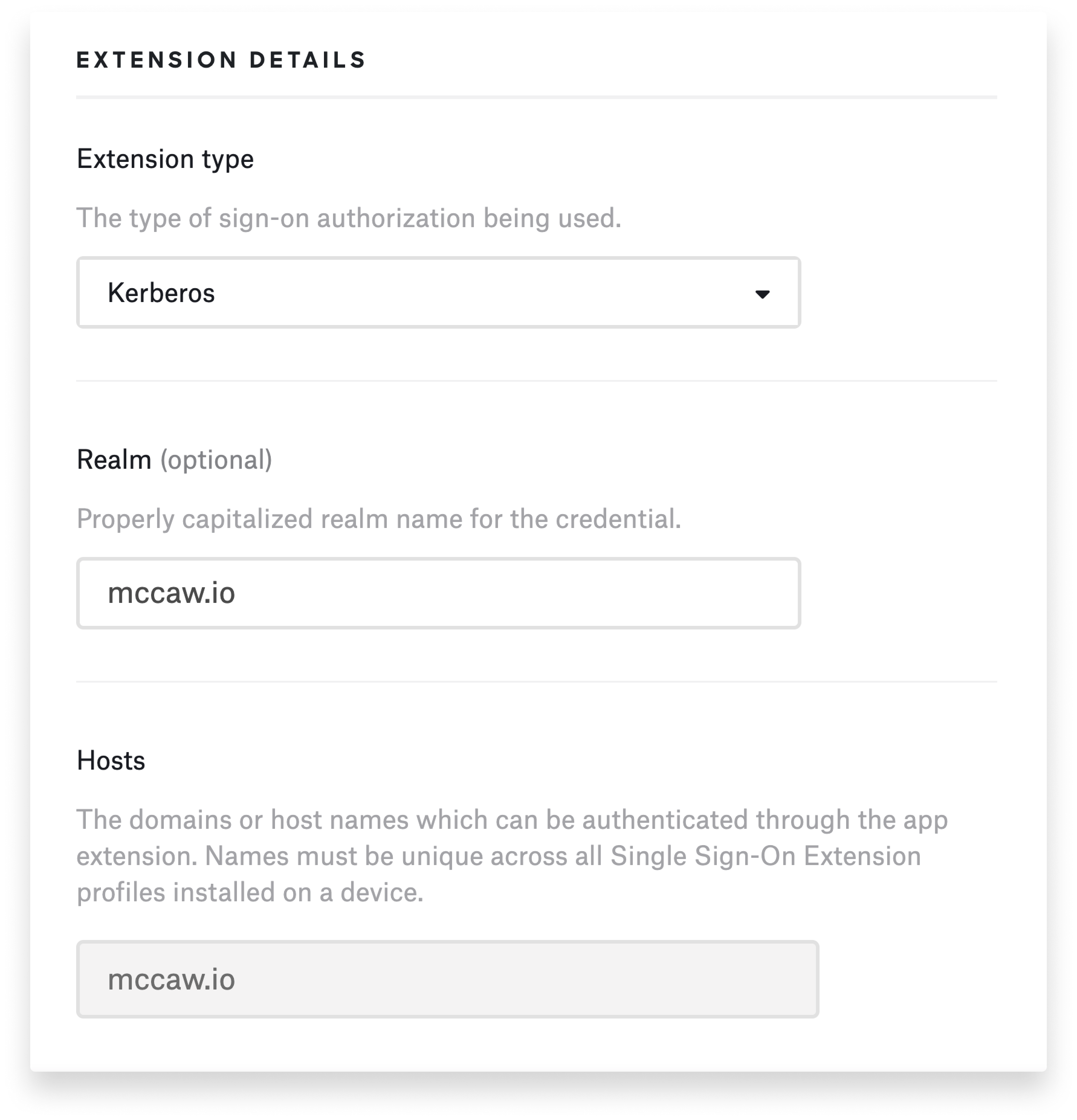 Configuring the Kerberos SSO extension