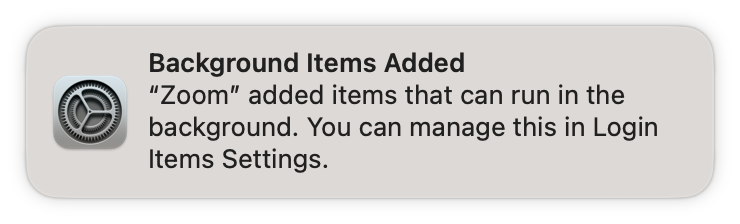 Background item notification