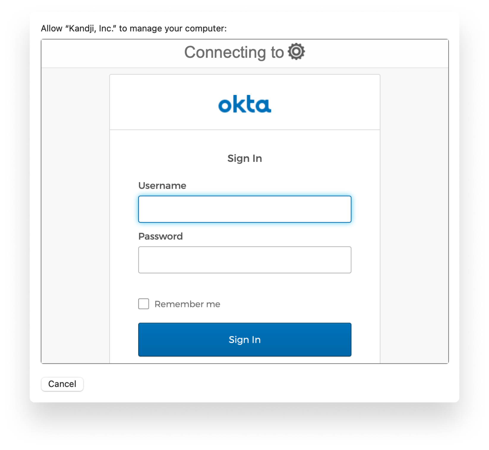 Okta sign-on