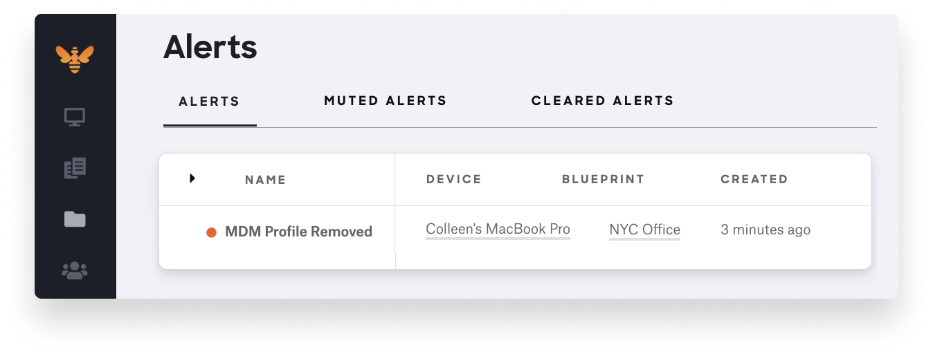 alerts for removed MDM profile