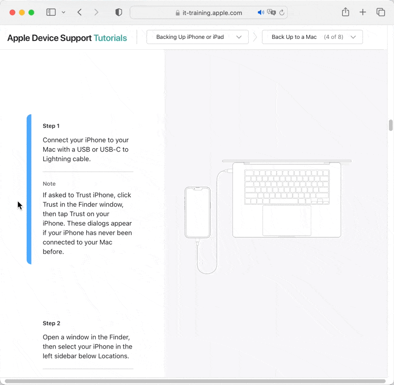 Example of animation in Apple training course