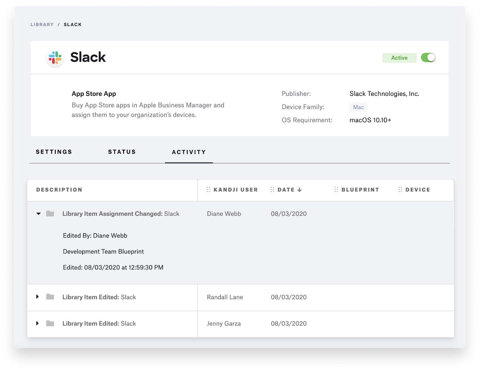 kandji library item tracking