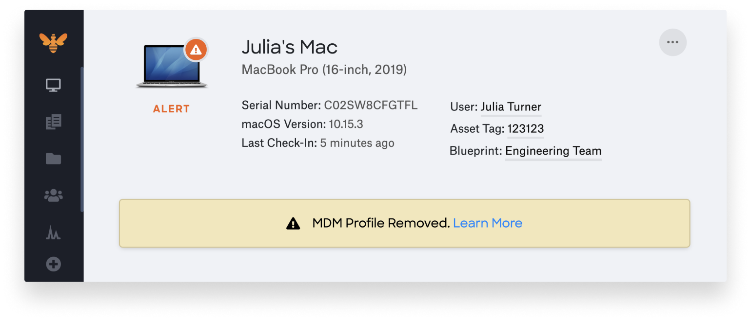 mdm profile removed alert