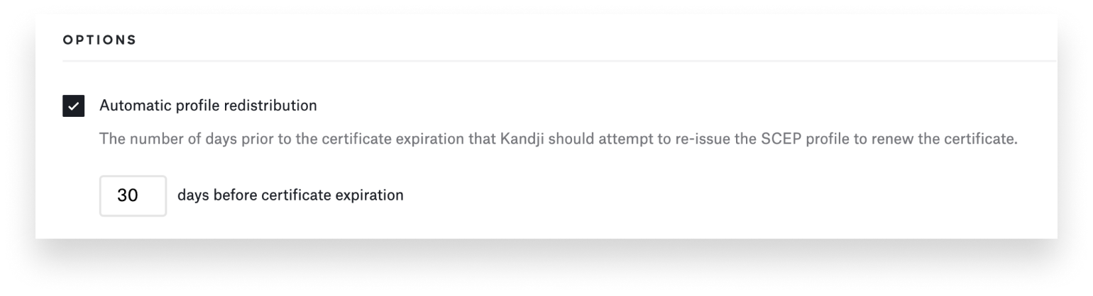 scep automatic profile redistribution