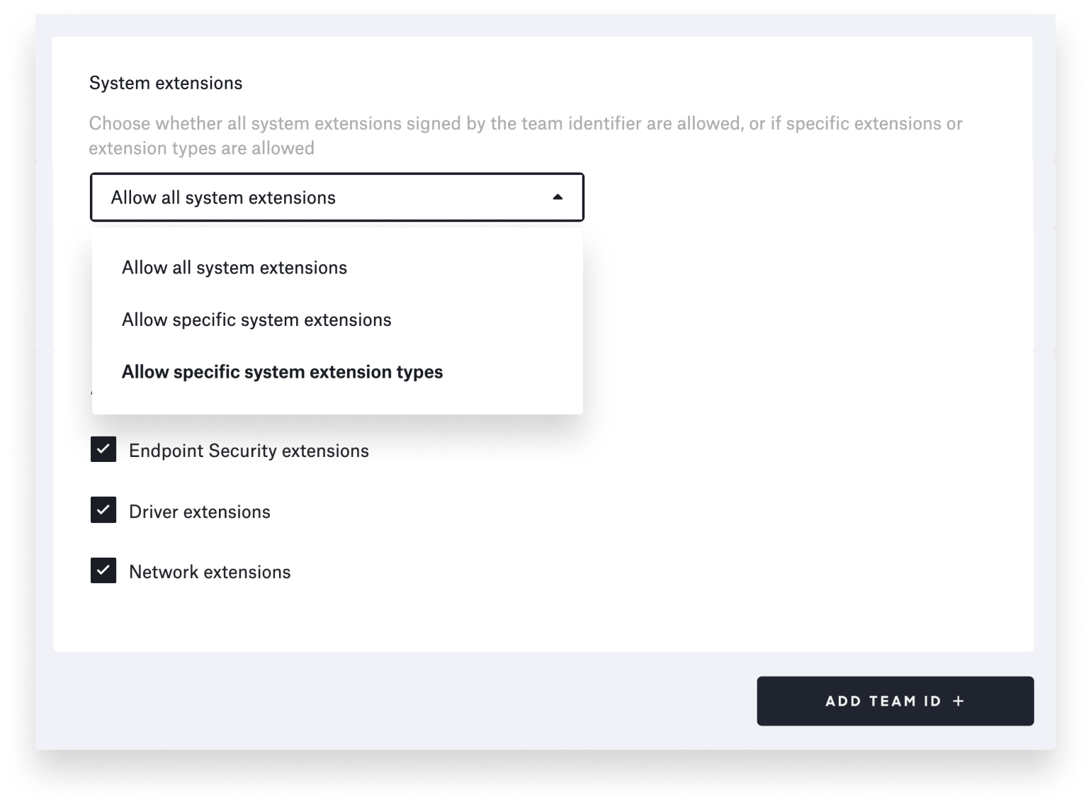 system extensions allow specific types of system extensions