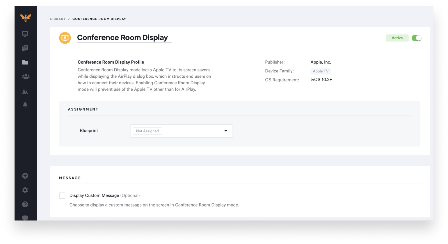 tvos support conference room display profile